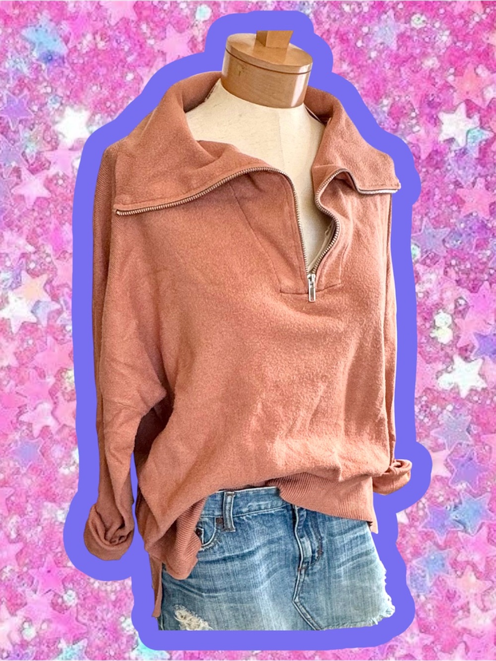 Abercrombie & Fitch sweater M L A&F turtleneck cowl Y2K 2000s zip hollister
